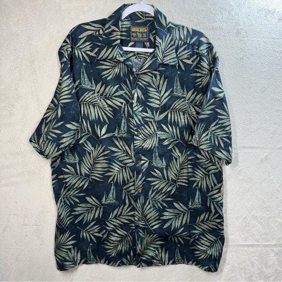 Woolrich John‎ Rich & Bros Camp Shirt Men’s Size XL Hawaiian Sail Nautical - Picture 1 of 8